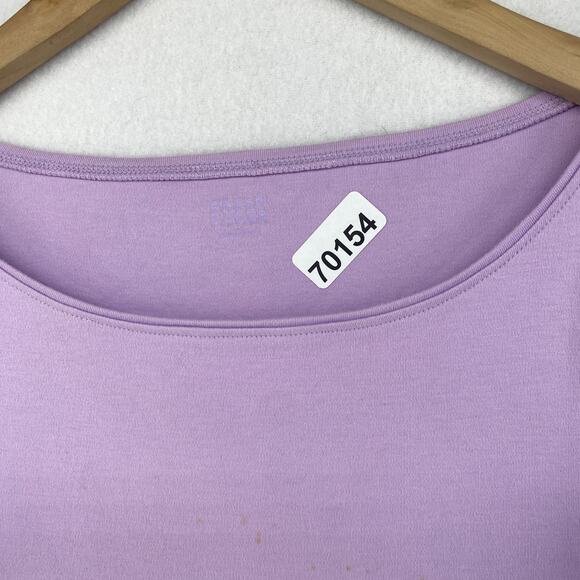 EILEEN FISHER Top L Cotton Interlock Jersey Round Neck 3/4 Sleeve Basic Purple - Picture 11 of 11